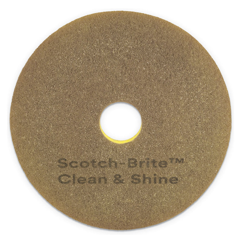 Scotch-Brite Clean And Shine Pad, 20" Diameter, Yellow/Gold, 5/Carton - MMM09541