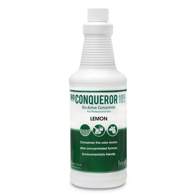 Fresh Products Bio Conqueror 105 Enzymatic Odor Counteractant Concentrate, Citrus, 32 Oz, 12/Carton - FRS1232BWBCT