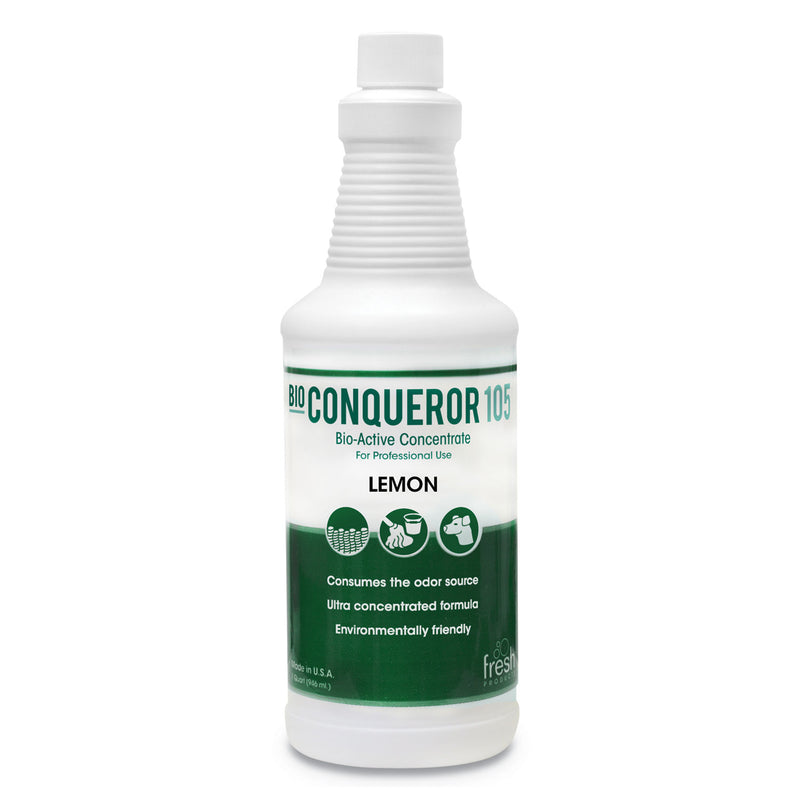 Fresh Products Bio Conqueror 105 Enzymatic Odor Counteractant Concentrate, Citrus, 32 Oz, 12/Carton - FRS1232BWBCT