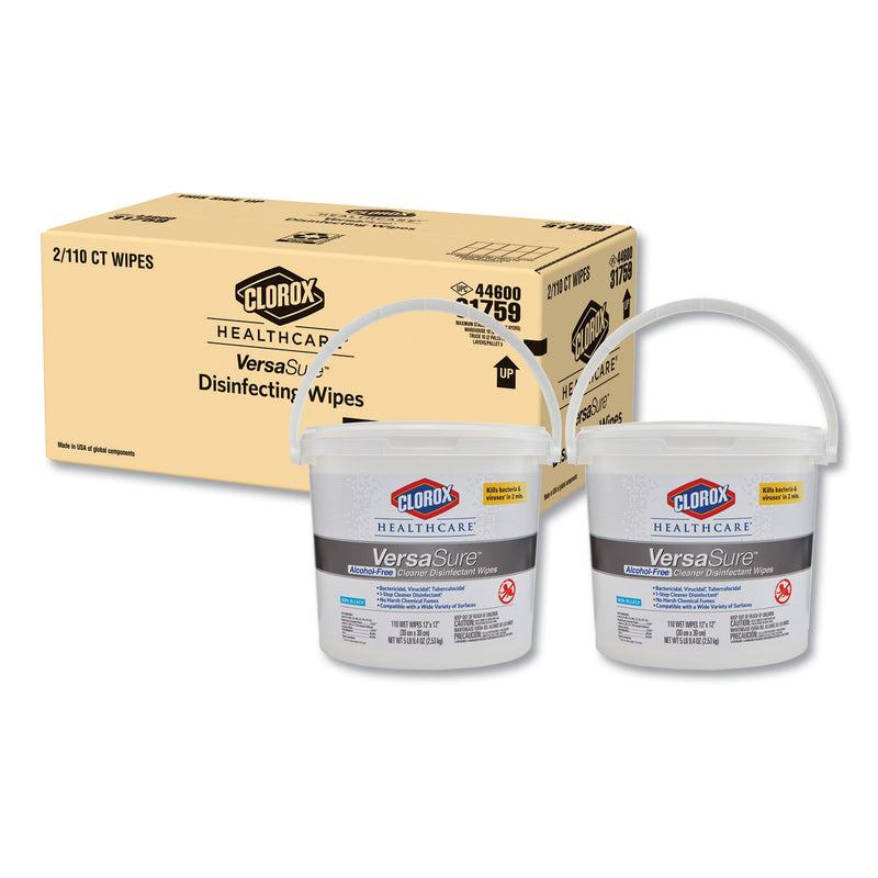 VersaSure Cleaner Disinfectant Wipes, 1-Ply, 12 x 12, Fragranced, White, 110/Bucket