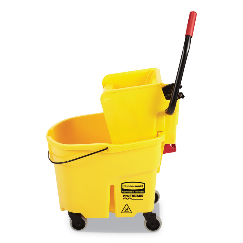Rubbermaid Wavebrake 2.0 Bucket/Wringer Combos, Side-Press, 35 Qt, Plastic, Yellow - RCPFG758088YEL