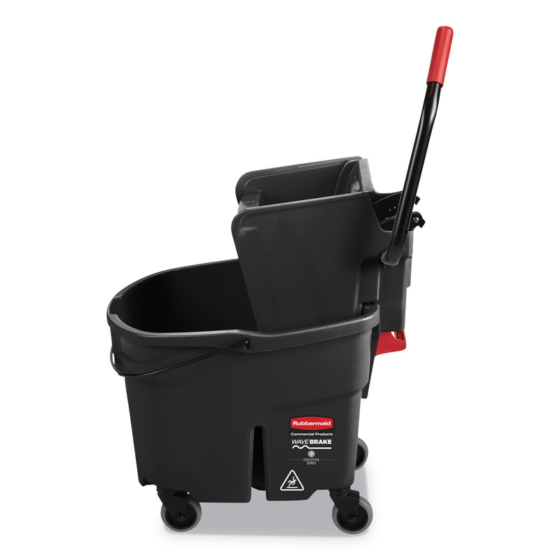 Rubbermaid Wavebrake 2.0 Bucket/Wringer Combos, Side-Press, 35 Qt, Plastic, Black - RCPFG1863896