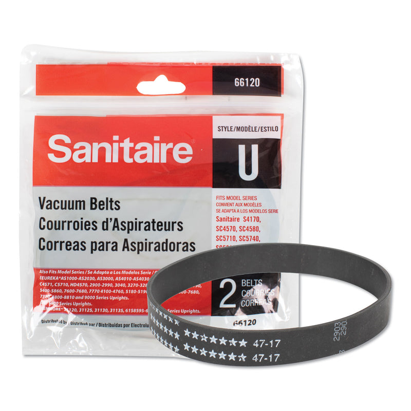 Sanitaire Upright Vacuum Replacement Belt, Flat Belt, 2/Pack - EUR66120