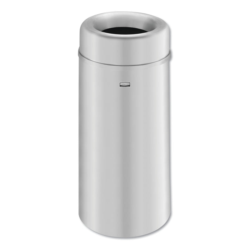 Rubbermaid Crowne Collection Open Top Receptacle, 15 Gal, Metal, Aluminum - RCPAOT15SAPL