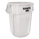 Rubbermaid Vented Round Brute Container, 44 Gal, White, Resin, 4/Carton - RCP1779740