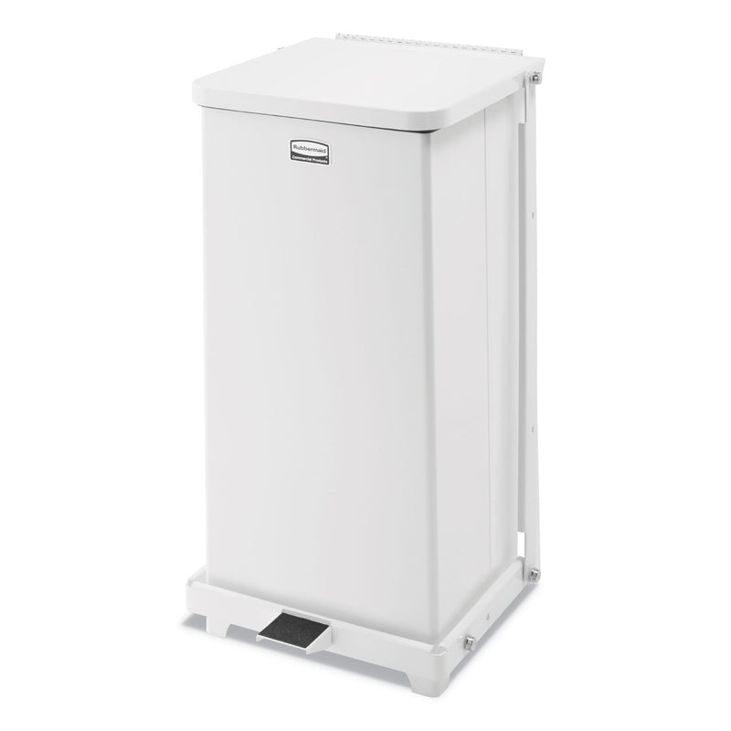 Rubbermaid Defenders Quiet Step Can, 6.5 Gal, Metal, White - RCPQST12EPLWH