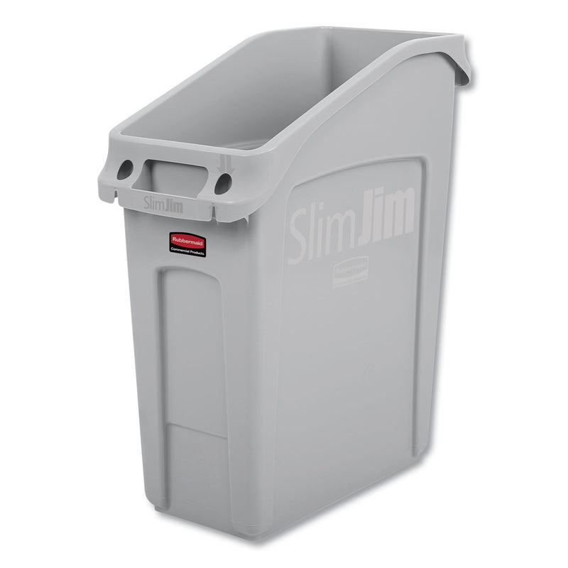 Rubbermaid Slim Jim Under-Counter Container, 13 Gal, Polyethylene, Gray - RCP2026695