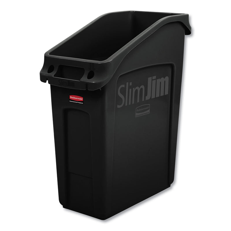 Rubbermaid Slim Jim Under-Counter Container, 13 Gal, Polyethylene, Black - RCP2026696
