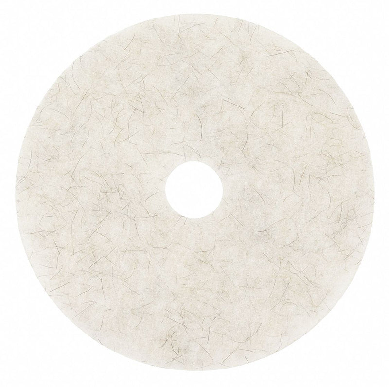 3M 24 in Non-Woven Natural/Polyester Fiber Round Burnishing Pad, 1500 to 3000 rpm, White, 5 PK - 3300