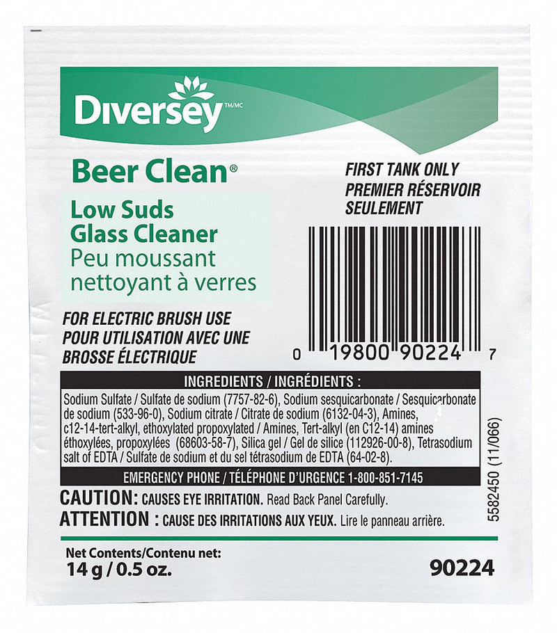 Beer Clean Hand Wash, Glassware Cleaner, Cleaner Form Powder, 0.50 oz., PK 100 - 990224