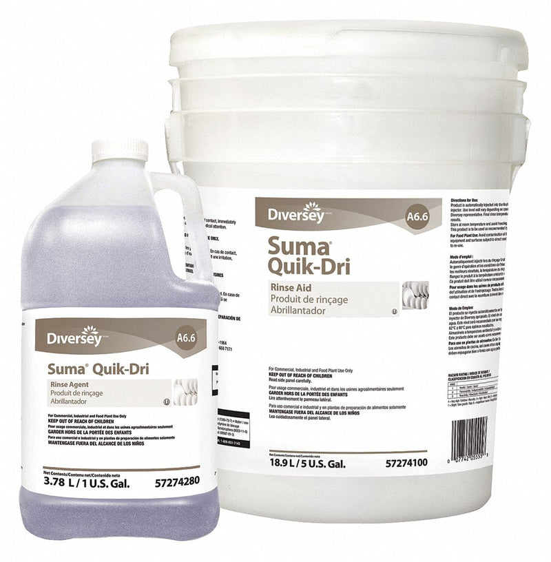 Diversey Machine Wash, Dishwashing Rinse, Cleaner Form Liquid, 1 gal., PK 4 - 57274280