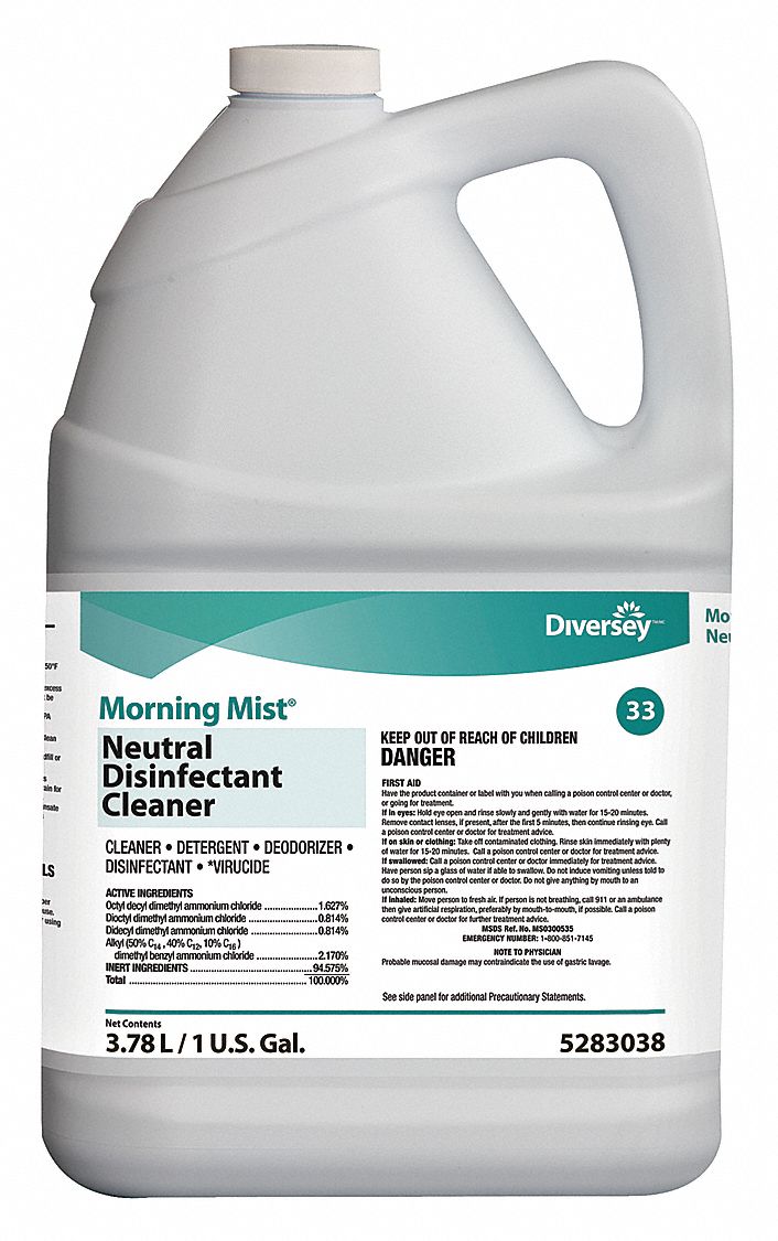 Diversey Disinfectant Cleaner, 1 gal. Cleaner Container Size, Jug Cleaner Container Type - 5283038