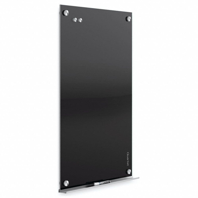 Quartet Gloss-Finish Glass Dry Erase Board, Wall Mounted, 24"H x 36"W, Black - G3624B