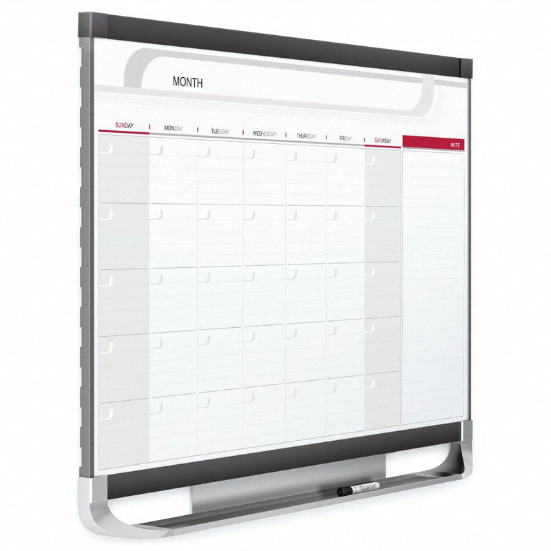 Quartet Gloss-Finish Melamine Calendar Planning Board, Wall Mounted, 24"H x 36"W, White/Gray/Red - CP32P2