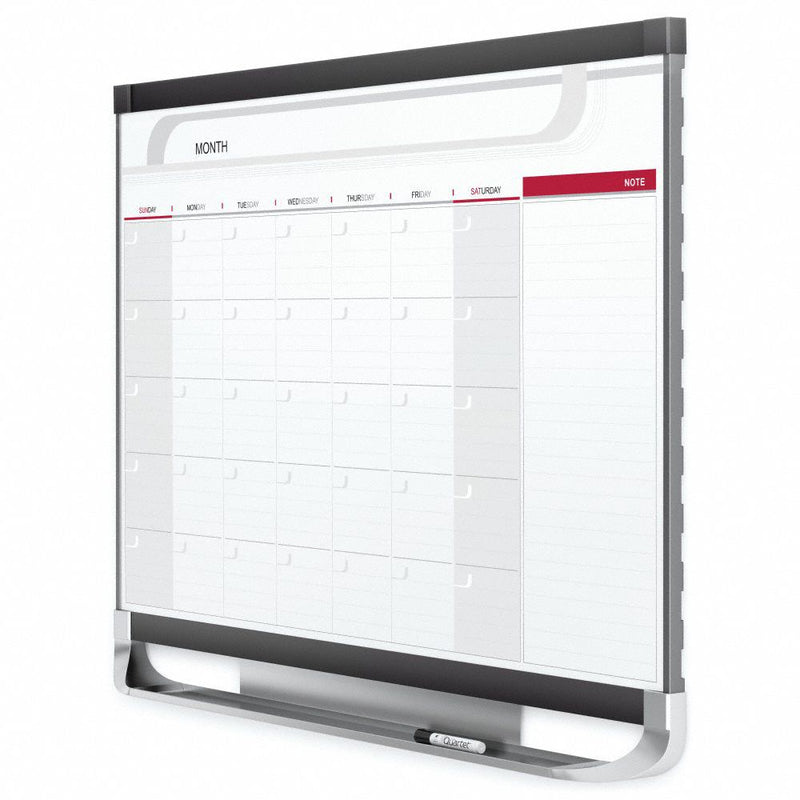 Quartet Gloss-Finish Melamine Calendar Planning Board, Wall Mounted, 24"H x 36"W, White/Gray/Red - CP32P2