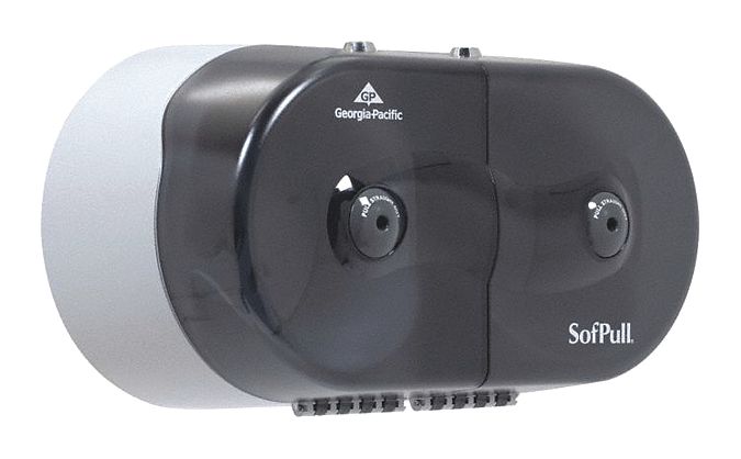 Georgia-Pacific Toilet Paper Dispenser, SofPull(R), Smoke, Center Pull, (2) Rolls Dispenser Capacity, Plastic - 56516