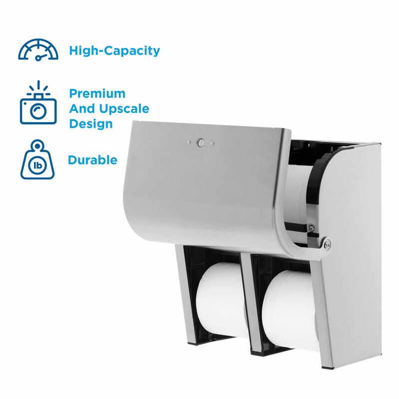 Georgia-Pacific Toilet Paper Dispenser, Compact(R), Silver, Coreless, (4) Rolls Dispenser Capacity - 56748