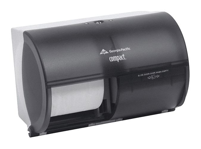 Georgia-Pacific Toilet Paper Dispenser, Compact(R), Smoke, Coreless, (2) Rolls Dispenser Capacity, Plastic - 5679500