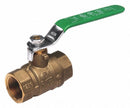 Top Brand Ball Valve, Lead-Free Brass, Inline, 2-Piece, Pipe Size 1/4 in, Connection Type FNPT x FNPT - 32H994