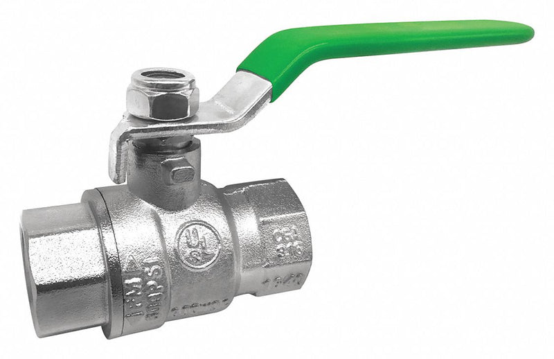 Top Brand Ball Valve, Lead-Free Nickel Plated Brass, Inline, 2-Piece, Pipe Size 3/4 in - 32J004