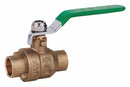 Top Brand Ball Valve, Lead-Free Brass, Inline, 2-Piece, Pipe Size 2 in, Connection Type Sweat x Sweat - 32J014
