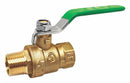 Top Brand Ball Valve, Lead-Free Brass, Inline, 2-Piece, Pipe Size 2 in, Connection Type FNPT x MNPT - 32J020