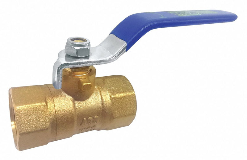 Top Brand Ball Valve, Brass, Inline, 2-Piece, Pipe Size 3/8 in, Connection Type FNPT x FNPT - 32J028
