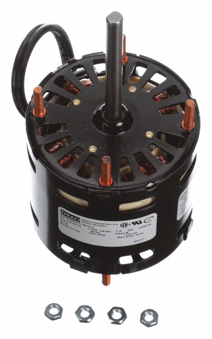 Fasco 1/20 HP, HVAC Motor, Shaded Pole, 1550 Nameplate RPM, 115 Voltage, Frame 3.3 - D1124