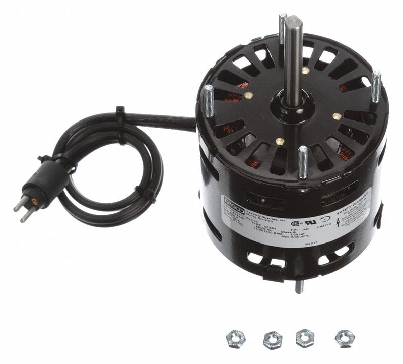 Fasco 1/20 HP, HVAC Motor, Shaded Pole, 1500 Nameplate RPM, 208-230 Voltage, Frame 3.3 - D1103