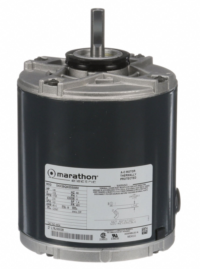 Marathon Motors 1/8 HP Direct Drive Blower Motor, Split-Phase, 1725 Nameplate RPM, 115 Voltage, Frame 48Y - 5KH39QN5550X