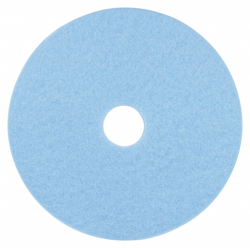 3M 17 in Non-Woven Polyester Fiber Round Burnishing Pad, 1500 to 3000 rpm, Light Blue, 5 PK - 3050-17