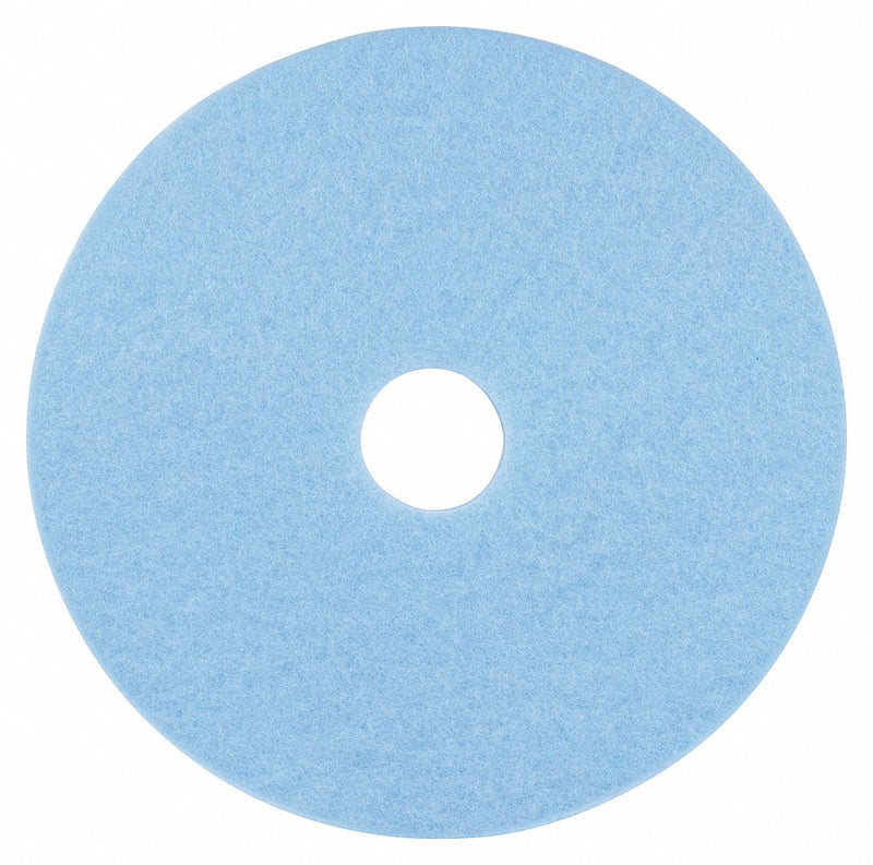 3M 19 in Non-Woven Polyester Fiber Round Burnishing Pad, 1500 to 3000 rpm, Light Blue, 5 PK - 3050-19