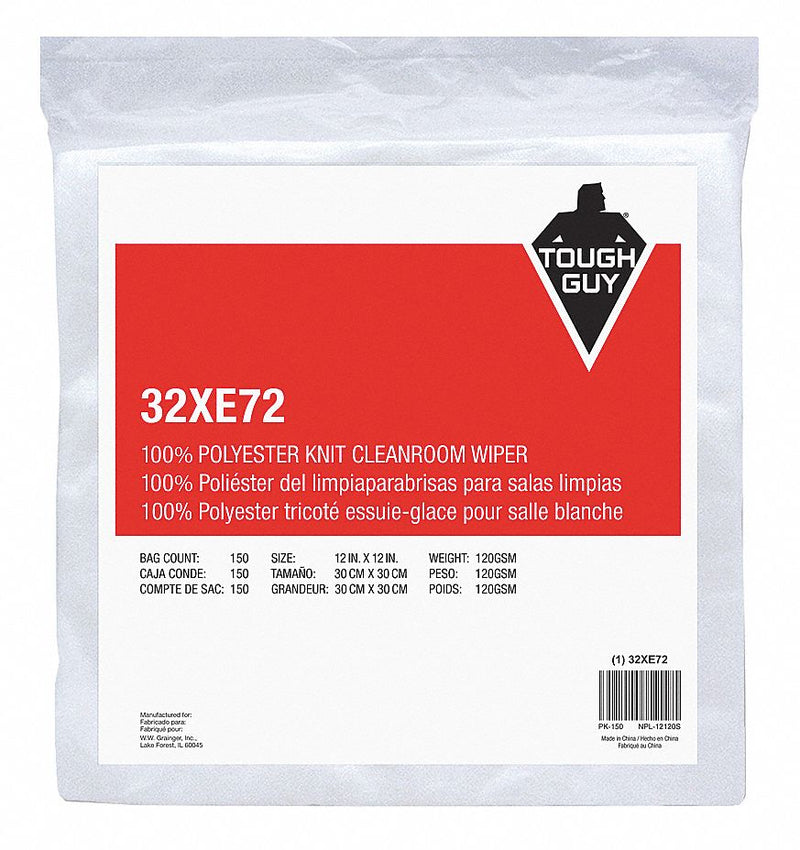 Tough Guy Dry Wipe, Tough Guy, 12" x 12", Number of Sheets 150, White - 32XE72