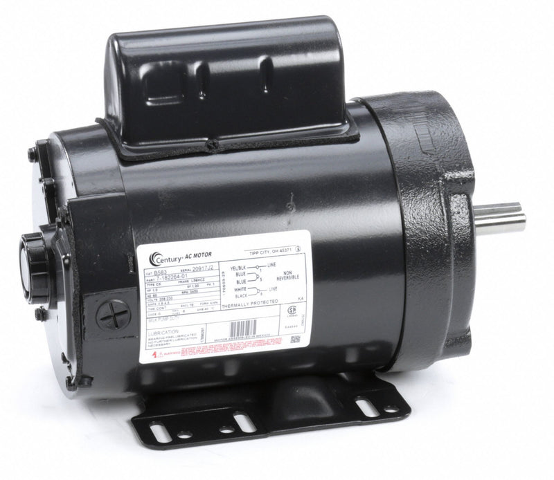 Century 1 HP Milk Pump Motor,Permanent Split Capacitor,3450 Nameplate RPM,208-230 Voltage,Frame 56HCZ - B583