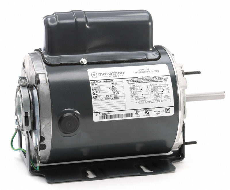 Marathon Motors 1/2 HP Agricultural Fan Motor,Permanent Split Capacitor,1075 Nameplate RPM,115/230 Voltage - 5KCP36NNB059S