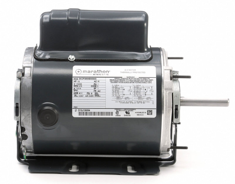 Marathon Motors 1/2 HP Agricultural Fan Motor,Permanent Split Capacitor,1075 Nameplate RPM,115/230 Voltage - 5KCP36NNB059S