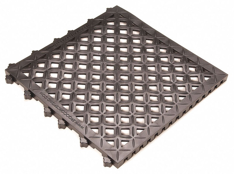 Ergo Advantage Interlocking Antifatigue Drainage Mat, Recycled PVC, Black, 10 PK - A2B