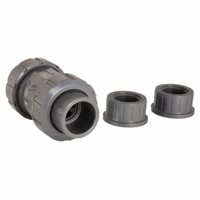 Georg Fischer Check Valve, 2 in, Single, Inline Spring, PVC, Socket/Threaded x Socket/Threaded - 161562107