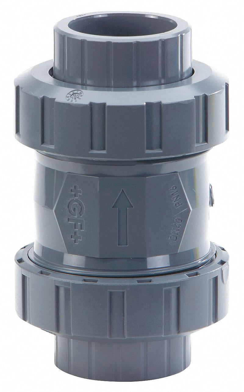 Georg Fischer Check Valve, 2 in, Single, Inline Spring, PVC, Socket/Threaded x Socket/Threaded - 161562107