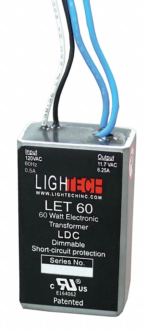 GE Lighting 120V AC 64 W Halogen Transformer, Output: 2.5 to 60W, 11.7V AC - GELT60A12012LW
