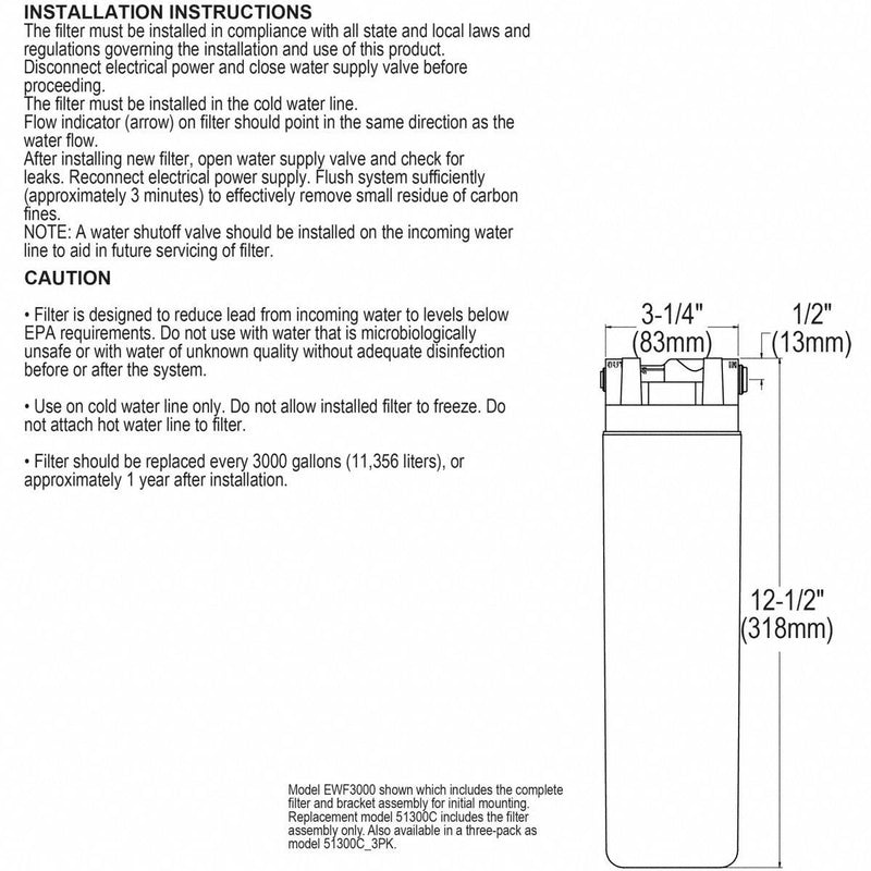 Elkay Filtration System, For Use With Filtered EZH2O(R) Bottle Filling Station and Cooler Combos - EWF3000