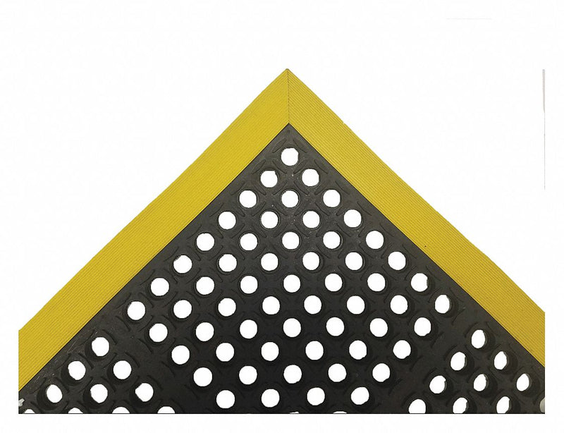 Condor Drainage Mat, 10 ft 4 in L, 3 ft 4 in W, 7/8 in Thick, Rectangle, Black with Yellow Border - 34L282