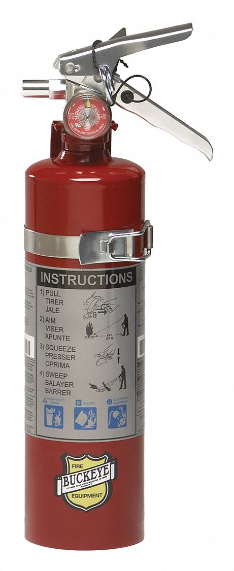 Buckeye Fire Extinguisher, Dry Chemical, Monoammonium Phosphate, 2.5 lb, 1A:10B:C UL Rating - 13315
