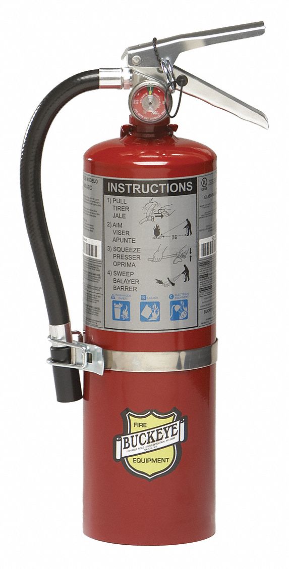Buckeye Fire Extinguisher, Dry Chemical, Monoammonium Phosphate, 5 lb, 3A:40B:C UL Rating - 25614
