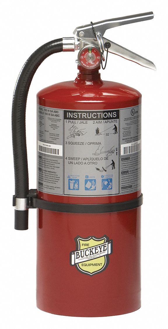 Buckeye Fire Extinguisher, Dry Chemical, Monoammonium Phosphate, 10 lb, 4A:60B:C UL Rating - 11310