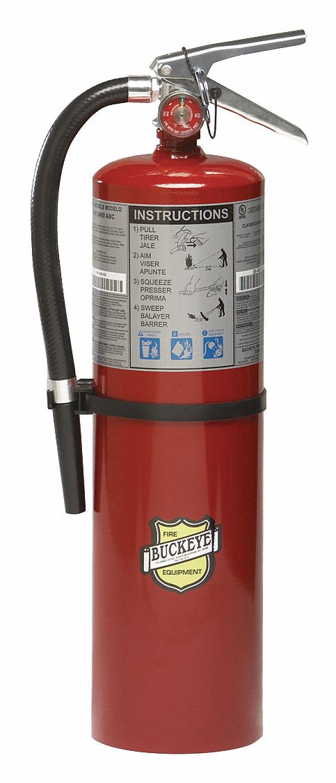 Buckeye Fire Extinguisher, Dry Chemical, Monoammonium Phosphate, 10 lb, 4A:80B:C UL Rating - 11340