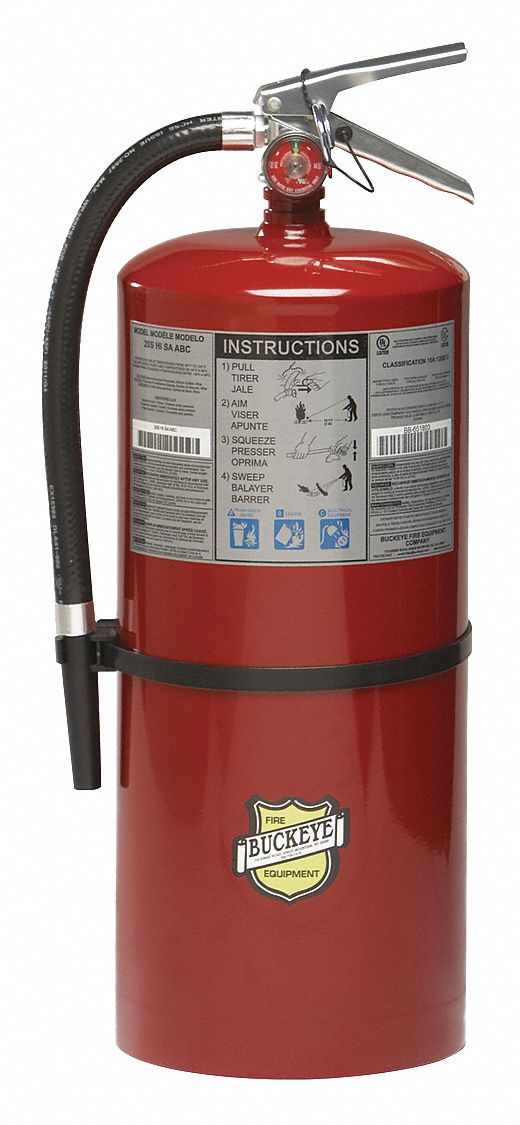Buckeye Fire Extinguisher, Dry Chemical, Monoammonium Phosphate, 20 lb, 10A:120B:C UL Rating - 12120