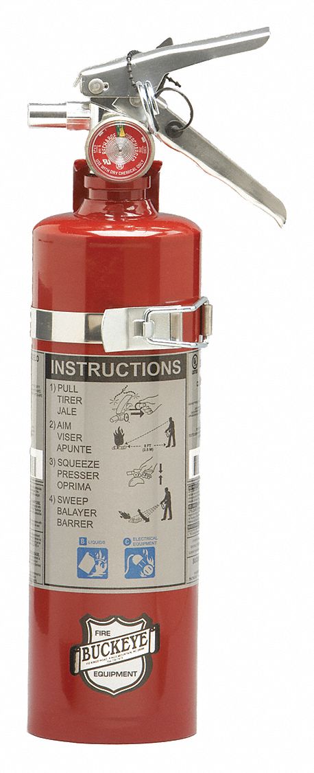 Buckeye Fire Extinguisher, Dry Chemical, Sodium Bicarbonate, 2.5 lb, 10B:C UL Rating - 13415