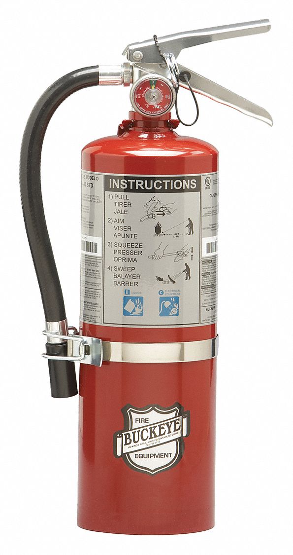 Buckeye Fire Extinguisher, Dry Chemical, Sodium Bicarbonate, 5.5 lb, 40B:C UL Rating - 13514