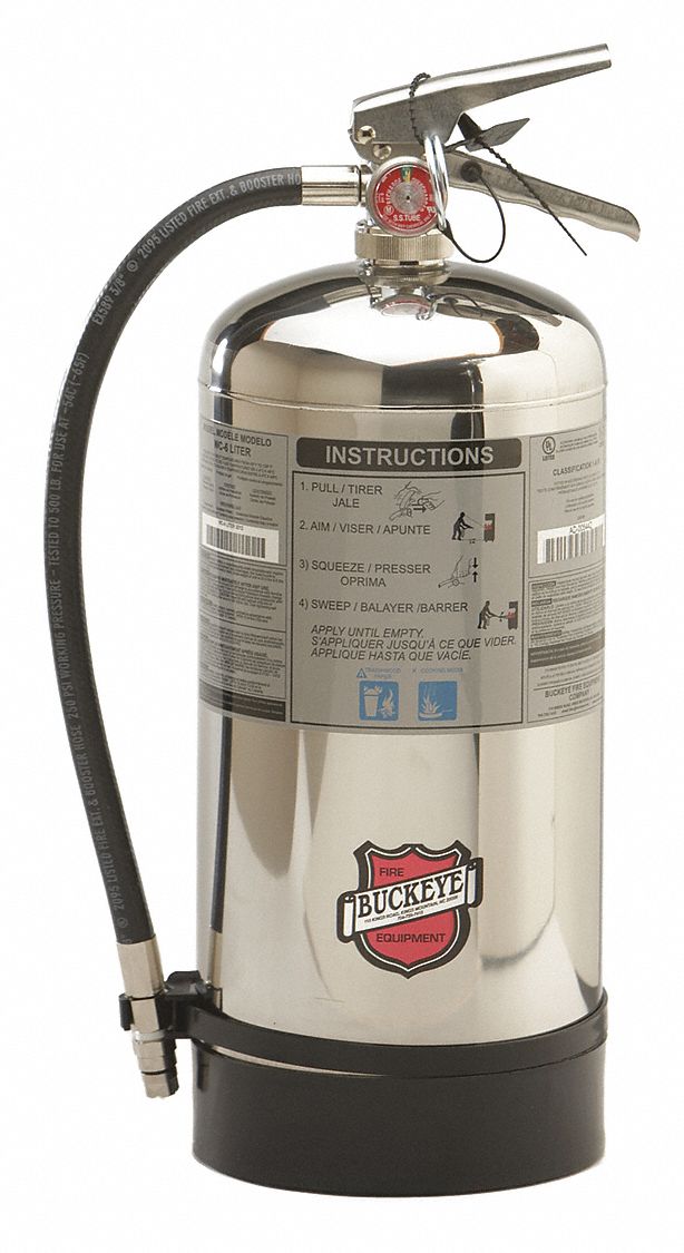 Buckeye Fire Extinguisher, Wet Chemical, Potassium Citrate/Acetate, 6 L, 1A:K UL Rating - 50006